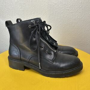 Rag & Bone Cannon Black Leather Boots Zip Up Combat Womens Size 8
